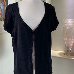 Ladies Knit Button Down Top-Short Sleeves-Size Large